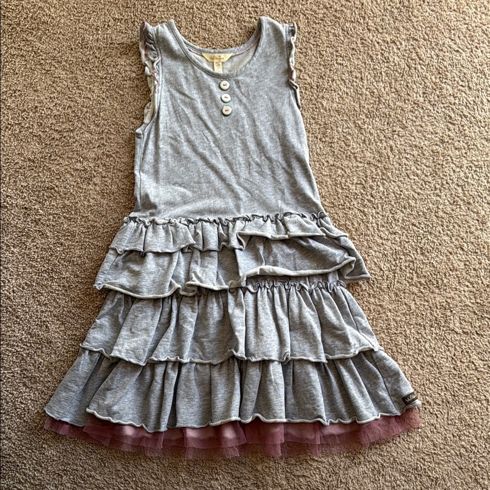 Matilda Jane Stylish Gray Ruffle Kids Dress